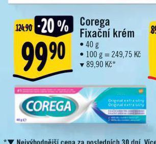 Albert Corega fixační krém na zubní náhrady nabídka