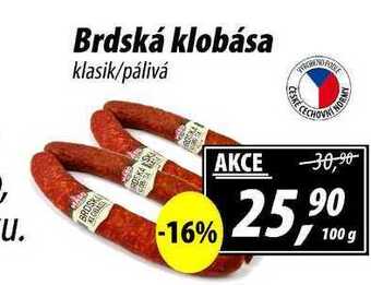 Brdská klobása klasik/pálivá, 100 g