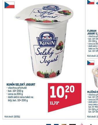Makro Kunín selský jogurt nabídka