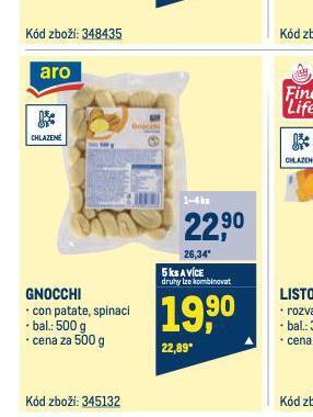 Makro Gnocchi nabídka