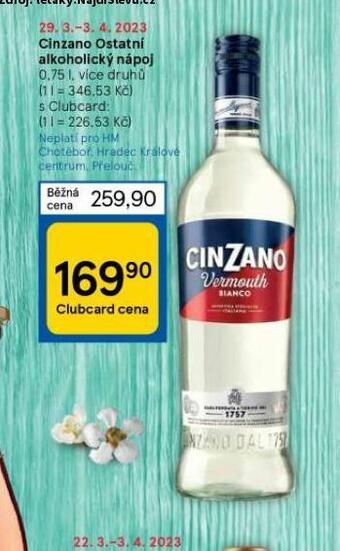 Tesco Cinzano nabídka
