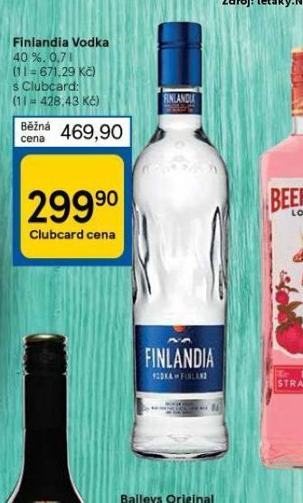 Tesco Finlandia vodka nabídka