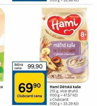 Tesco Hami dětská kaše nabídka