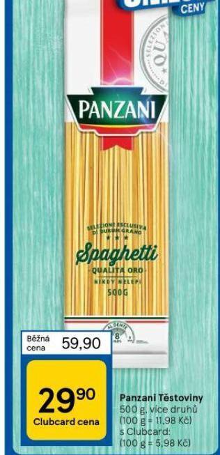 Tesco Panzani těstoviny nabídka