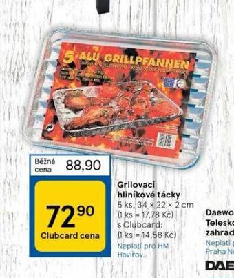 Grilovací hliníkové tácky