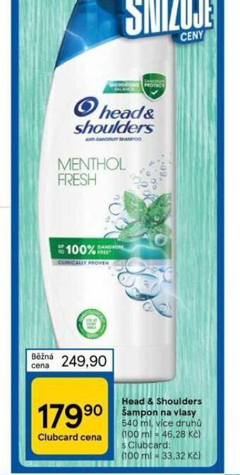 Tesco Head&shoulders šampon nabídka