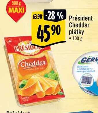 Albert Président cheddar plátky • 100 g nabídka