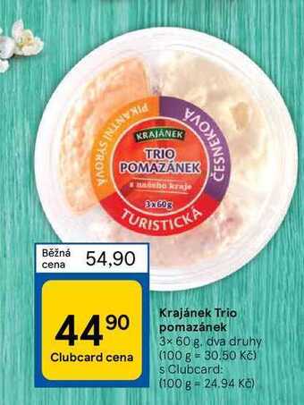 Tesco Krajánek trio pomazánek 3 x 60 g nabídka
