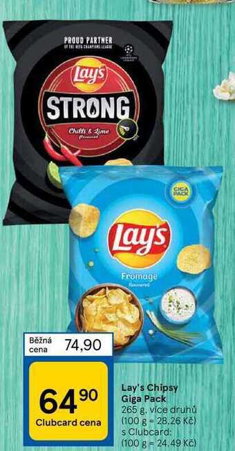 Tesco Lay's chipsy giga pack 265 g nabídka