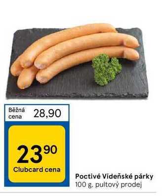 Tesco Poctivé vídeňské párky 100 g nabídka