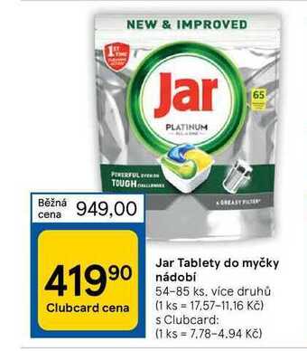 Tesco Jar tablety do myčky nádobí 54-85 ks nabídka