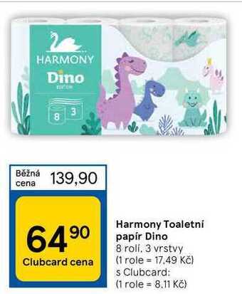 Tesco Harmony toaletní papír dino 8 rolí. 3 vrstvy nabídka