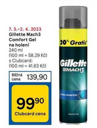 Tesco Gillette mach3 comfort gel na holení 240 ml nabídka
