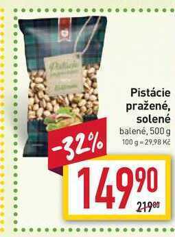 Billa Pistácie pražené, solené balené, 500 g nabídka