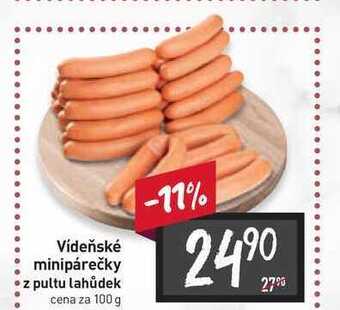 Billa Vídeňské minipárečky z pultu lahůdek cena za 100 g nabídka