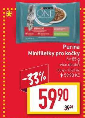 Billa Purina minifiletky pro kočky 4x 85 g nabídka