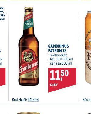 Makro Pivo gambrinus patron 12 nabídka