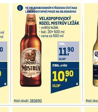 Makro Velkopopovický kozel mistrův ležák nabídka