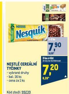 Makro Nestlé cereální tyčinky nabídka