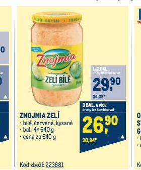 Makro Znojmia zelí nabídka