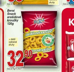 Bersi snack arašídové kroužky