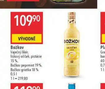 Globus Božkov vaječný likér, lískový oříšek, pistácie nabídka