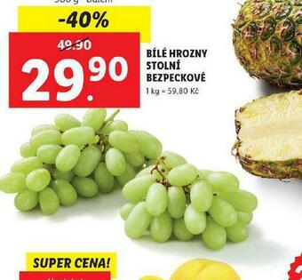 Lidl Bílé hrozny stolní bezpeckové nabídka