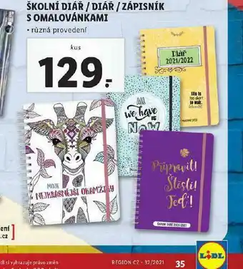 Školní diář / diář / zápisník s omalovánkami