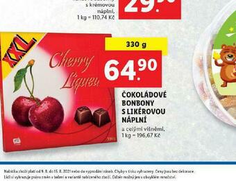 Lidl Čokoládové bonbony s likérovou náplní nabídka