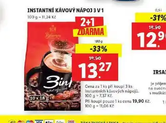 Lidl Instantní nápoj kávový 3v1 nabídka