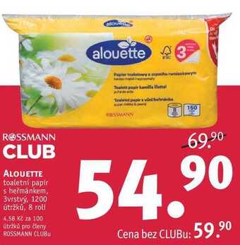 Rossmann Alouette toaletní papír, 8 rolí nabídka