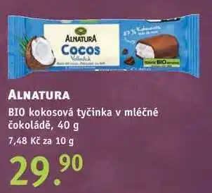 Rossmann Alnatura bio kokosová tyčinka v mléčné čokoládě, 40 g nabídka