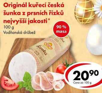 CBA Originál kuřecí česká šunka z prsních řízků nejvyšší jakosti, 100 g nabídka