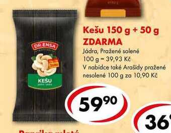 CBA Kešu, 150 g + 50 g zdarma nabídka