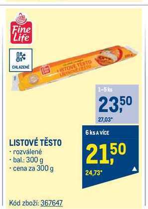 Makro Fine life listové těsto rozválené 300 g nabídka