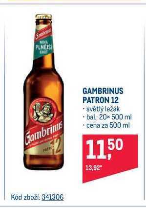 Makro Gambrinus patron 12 světlý ležák 500 ml nabídka