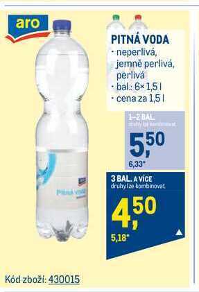 Makro Aro pitná voda 1,5 l nabídka