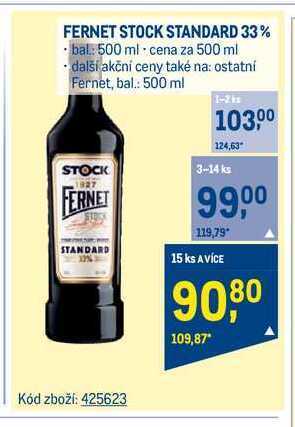 Makro Fernet stock standard 33% 500 ml nabídka