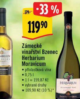 Albert Zámecké vinařství bzenec herbarium moravicum nabídka