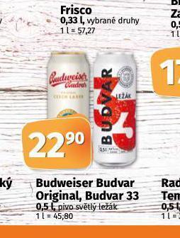 Coop Pivo budweiser budvar original nabídka