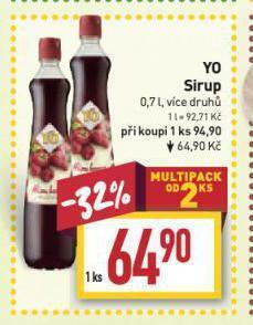 Billa Yo sirup nabídka