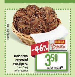 Billa Kaiserka cereální nabídka