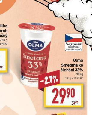 Billa Olma smetana ke šlehání nabídka
