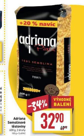 Billa Adriana těstoviny nabídka