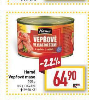 Billa Hamé vepřové maso nabídka