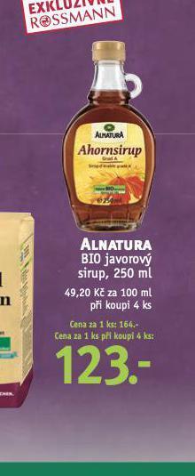 Rossmann Alnatura bio javorový sirup nabídka