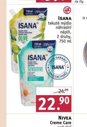 Rossmann Isana tekuté mýdlo náhradní náplň nabídka