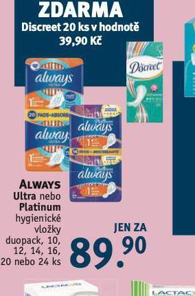 Rossmann Always dámské vložky nabídka