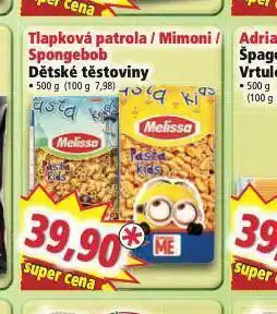Norma Tlapková patrola / mimoni / spongebob dětské těstoviny nabídka