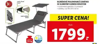 Lidl Hliníkové polohovací lehátko se sluneční clonou houston nabídka